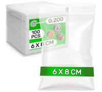 100 Pièces Sachet Zip avec Trou 6 x 8 cm PE - Food Safe - Sachet Plastique Transparent Zip pour Bonbon Biscuits Alimentaire Paques Chocolat - Epaisseur 0,05 mm G.200 - ONIX TECH