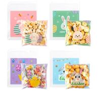 100 Pièces Sachets en Cellophane de Pâques, Sacs de Friandises de Pâques, Sachet Bonbon Paques Motifs Lapin, Sachets Cadeaux pour Emballage Bonbons, Biscuits, Chocolats, Noix (A)