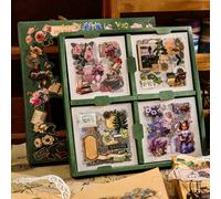 100 pièces/set Collection d'autocollants rétro mélangés avec motifs floraux, portraits européens et objets, convient pour journal, scrapbooking, ordinateur portable, bouteilles d'eau et décoration de 