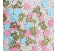 100 pièces/set Confettis de fête de révélation du , cœur bleus et roses pailletés, confettis en forme de lettre "Oh" Taille UniquePapetier