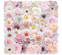 100 Pièces Stickers Scrapbooking Fleurs Roses Transparents, Autocollants Esthétiques pour Bullet Journal, Junk Journal, Album Photo et DIY Loisirs Créatifs, 2 Sachets de 50 Feuilles