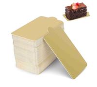 100 Pièces Supports à Gâteau en Carton, Planches Gâteaux à la Mousse10*6 cm Rectangulaire Plateaux gâteaux Jetables Carton Réversible Doré Socle Gâteau Parfaites pour Tartes Salées ou Petits Fours