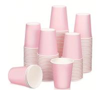 100 pièces Tasses en papier rose macaron, 9oz/270ml, Tasses en papier rose, Gobelets de fête rose, Tasses à café, Tasses à café et à thé, Tasses pour boissons chaudes et froides, Convient pour les ann