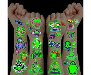 100+ Pièces Tatouage Enfant Neon, Gommettes Autocollantes Enfant 3-12 Ans Tatouage Ephemere Sac Cadeau Anniversaire Enfants Invites Pinata Anniversaire Garcon Fille Jouet Enfants 3-12 Ans Stickers