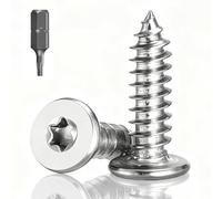 100 Pièces Vis Autotaraudeuse, M4 x 25 mm Vis Bois Tete Plate, Acier Inoxydable 304, Vis Bois Torx EntièRement Fileté, avec Embout de Foret T10, Convient pour Meubles, Métal Doux, Plastique