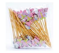 100 Piques à Cocktail Papillon, Pique à Amuse-gueules Papillon, Cure-dents en Bois de 12 cm, Brochettes de Fruits pour Enfants, Brochette de Shish Kebab, Décoration de Cocktails