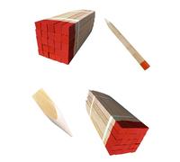 100 Piquets en Bois Hêtre 25x25 mm - Longueur 40 cm - Pointe Rouge Vernie - Piquets de Bornage Géodésiques pour Marquage Terrain - Piquets de Jardin Robustes Tuteurs Clôture