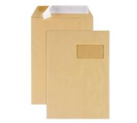 100 Pochettes Papier Kraft Avec Fenêtre - 22,9 X 32,4 Cm