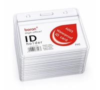 100 Porte Badges Horizontal en Plastique, Porte Carte Transparent, Pochette Plastique pour Porte Badges d'Identification Portable pour Carte D'Identité, de Bus, d'Étudiant et de Visite