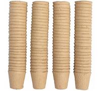 100 Pots pour semis biodégradables 8 cm ronds - lot 100, jaune, compostables pour graines et jeunes plants