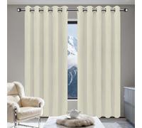 100% Rideau Occultant 160 x 240 cm Rideau Thermique Isolant Anti Chaleur Panneaux de Rideaux Intérieurs Design Moderne à Oeillets, Plusieurs Tailles pour Salon Chambre, Beige
