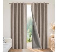 100% Rideau Occultant Lin 140X220 Cm 2 Pièces, Double Rideaux Isolant Thermique Anti Uv À Pattes Cachées Et À Passe Tringle[RO1]