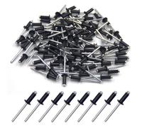 100 rivets aveugles pop 4,8 x 12 mm - corps aluminium / tige acier, Noir (pack de 100)