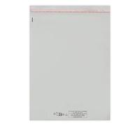 100 Sachet emballage plastique transparent à fermeture adhésive repositionnable haute brillance 350 x 450 mm + rabat 40 pochette emballage sachet conditionnement avec texte légal sécurité fr gb es