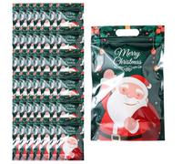 100 Sachets Cadeaux Noël Refermables, Sacs Bonbons Festifs | Fermeture Zippée Airtight, Base Soufflet Ample, Matériau Transparent Résistant, Idéal pour Biscuits et Ornements