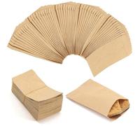 100 Sachets en Papier Kraft 9 x 13 cm, Petits Sacs Alimentaires à Fermeture Adhésive, Graines et Petits Objets