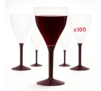 100 verres à pied chocolat 16 cl lavables, emboîtables et réutilisables | Emboîtables, stables et résistants, idéaux pour mariage, anniversaire, apéritif, buffet, réception et vin d'honneur
