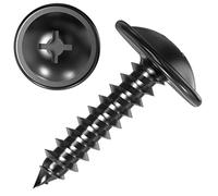 100 Vis à Tôle cruciforme tête bombée plate avec rondelle galvanisé noir 3,9 x 19 mm