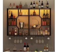 100 x 80 cm Étagère Murale avec Éclairage LED 6 Niveaux de Rangement Étagère Flottante et Verre Noir