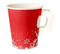 100 x Gobelets jetables à café en carton « Noël » 240ml pour les boissons chaudes et froides.