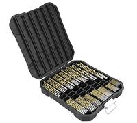 100 x TopsTools TT100TW 1mm - 10mm Boîte de rangement pour forets hélicoïdaux HSS avec revêtement en titane pour bois plastique cuivre laiton compatible avec Bosch Dewalt Makita et bien d'autres