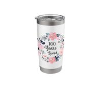 100 Years Loved 100th Birthday Floral 100 Year Old Men Women Gobelet isotherme en acier inoxydable double paroi