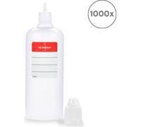 1000 bouteilles en plastique 100 ml LDPE, G14, bouchon compte-gouttes, couvercle blanc