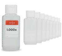 1000 bouteilles en plastique carrées de 100 ml G25 avec bouchons à clapet blancs