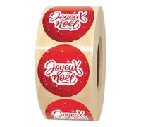 1000 étiquettes cadeaux Ø 3,5 cm JOYEUX NOËL (rouge) autocollantes