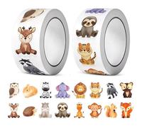 1000 Gommettes Enfants Animaux - 2 Rouleaux d'Autocollants de Récompense pour Bébé 1 2 3 Ans - Stickers Animaux Ronds pour Activité Créative, École et Décoration - Gommettes Autocollantes