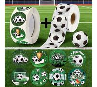1000 pièces/2 Rouleaux Autocollants Auto-Adhésifs de Football, Décoration de Fête sur le Thème du Football, Sceaux pour Enveloppes et Sacs Cadeaux, Cadeaux d'Équipe de Football, Matériau PVC Auto-Adhé