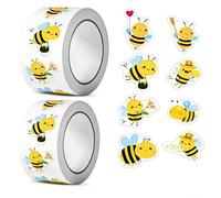 1000 Pièces Autocollants Abeille en 2 Rouleaux, 2.5cm Gommettes Enfants avec 8 Motifs Mignons, Stickers Récompense Scolaire pour Enseignants, Scrapbooking et Décoration de Fête d'Anniversaire