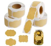 1000 Pièces Étiquettes Autocollantes Bocaux en Papier Kraft, Etiquette Confiture Cadeau Autocollante, 5x3cm Autocollants D'étiquettes Kraft pour Bouteilles, 3 Styles, pour Fête Stickers DIY Emballage