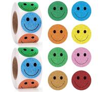 1000 Stickers Smiley Autocollant 25 mm gommettes smiley Ronds 2 Rouleaux | Sticker Smiley Autocollant Récompense Adaptés aux Récompenses,aux Cadeaux, à la Décoration de Cadeaux et aux Décorations