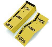 1000 Ticket Vestiaire Jaunes - Numérotés de 1 à 1000, Perforés et Détachables en Trois Parties - Idéal pour Réception, Gala, Tombola, Pressing, Couturier, Cordonnier - 5x14 cm