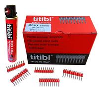 1000 X TITIBI clous de haute qualité + 1 bouteille de gaz pour Cloueur pour béton : TITIBI - HITACHI - Bea - Makita - SENCO - Autre (Cartouche de gaz P1000 (165 mm, 40g, 80ml), Ø 2,6 x 15mm)