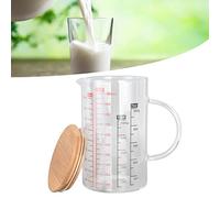 1000ML Verre Mesureur Cuisine, Tasse à Mesurer En Verre, Buse En Forme De V, échelle Transparente, Prise En Main Confortable, Tasses à Café En Verre Borosilicaté Avec Couvercle En Bambou