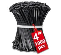 1000pcs Collier Serrage Plastique 100mm x 2mm Colliers Rilsan Noir Petit, Serflex Grande Longueur Attache Court Cable Serre-Câbles Résistants Aux UV pour Extérieur