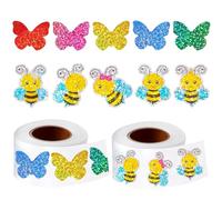 1000pcs Paillettes Stickers, Autocollants Abeille et Papillons, Gommettes Animaux, Gommettes Printemps, Mignons Autocollants Décoratifs pour Fêtes, écoles, Bricolage, Artisanat, Stickers Scrapbooking