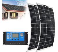 1000W Panneau Solaire Kit 2 PCS 500W, Flexible Panneau Solaire Hors Réseau Système 18V Photovoltaïque Monocristallin Module, avec Double USB Ports