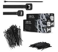 1000x Collier de Serrage 2,5 x 150 mm Attache Câble Poignée Serre-Câbles Plastique Nylon Résistante Température UV Autobloquants Industrie Bureau Domicile Extérieur