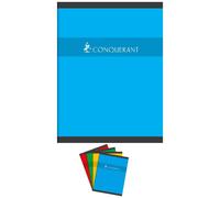 Conquérant Lot de 5 cahiers piqués 24 x 32 cm 96 pages 70 g petits carreaux coloris aléatoire