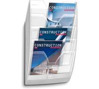 1001540111 Support mural pour présentoir, 5 compartiments, 154, blanc/transparent