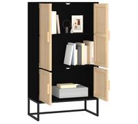 (10083)Meuble rangement - Buffet haut - contemporain - noir 70x35x125 cm bois d'ingénierie ,poid:23.9 kg