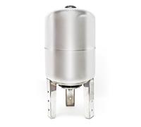Wiltec Réservoir pression à vessie – 100 Litres – en Acier inoxydable – Version verticale – Surpresseur pour la surpression eau domestique – Réservoir Cuve suppresseur pour pompe