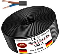 100m de câble flexible en plastique H05VV-F 2x1,5noir Câble flexible pour appareils