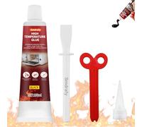 100ml Colle Haute Temperature, Colle Refractaire,Silicone Haute Temperature | Mastic Refractaire, Adhésif Résistant à la Chaleur Jusqu'à 1000°C, Adapté au Poele a Bois, Cheminée, Fours, etc