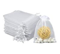 100PCS 9x12cm Blanc Sacs Organza, Sachets Pochettes Cadeau en Organza avec Cordon de Serrage, Sac à Bijoux Sachets pour Lavande, Idé