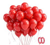 100Pcs Ballons Rouge, Ballons en Latex avec Rubans, 12 Inches pour Décorations D'anniversaire, Décoration de Mariage et de Fête