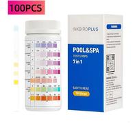 100PCS Bandelettes Papier Test Piscine 7 en 1 pour tests pH chimiques de l'eau, kit de test de l'eau pour bain à remous, spa